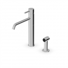 Zucchetti Pan S ZPA276-Chrome 单把手水槽龙头,带旋转出水嘴和侧边淋浴喷头 | Edilceram Design